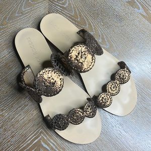 JACK ROGERS LAUREN BRONZE SNAKE EMBOSS 163201SA01 Sandals 9